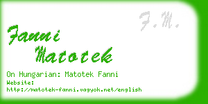 fanni matotek business card